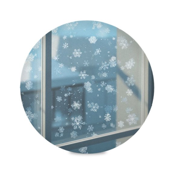 Round Placemat Heat Resistant & Wrinkle-Free Dining Table Decor Placemat For Home & Weddings Snowflakes Printed on The Window
