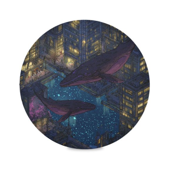 Round Placemat Heat Resistant & Wrinkle-Free Dining Table Decor Placemat For Home & Weddings The Whale in The Night Sky