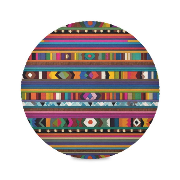 Round Placemat Heat Resistant & Wrinkle-Free Dining Table Decor Placemat For Home & Weddings Traditional African Tribal Designs
