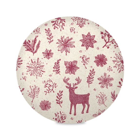 Round Placemat Heat Resistant & Wrinkle-Free Dining Table Decor Placemat For Home & Weddings Vector Christmas Graffiti