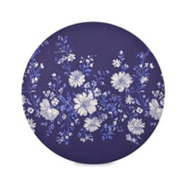 Round Placemat Heat Resistant & Wrinkle-Free Dining Table Decor Placemat For Home & Weddings White Navy Blue
