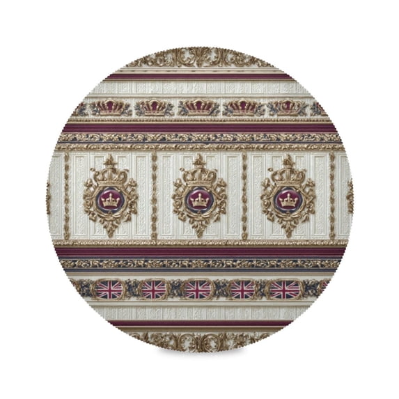Round Placemat Heat Resistant & Wrinkle-Free Dining Table Decor Placemat For Home & Weddings White Stripes and Accents Of Royal Blue