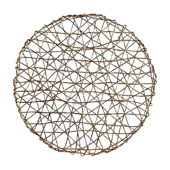 Round Placemat,Hollow Lightweight Decorative Braided Table Mat for Diningroom Table Surface Protection Wedding Decor,Rose Gold