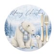 Round Rusty Table Round Placemat Set of 1,Merry Christmas Tree Polar Bear Waterproof ...