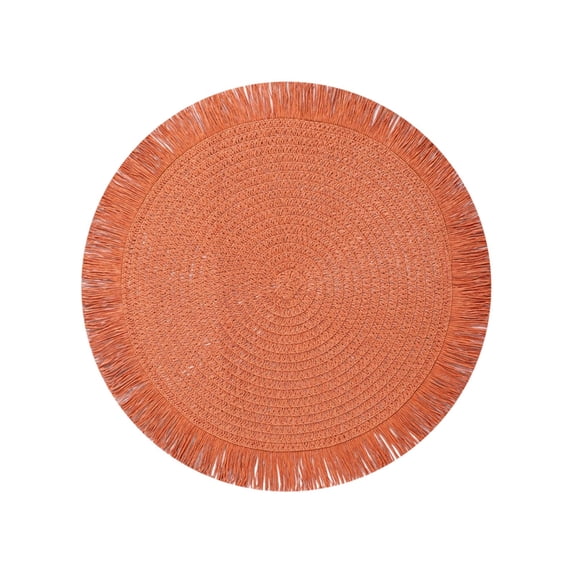 Round Placemat Set, 14.9Inch Woven Table Mat Place Mat, Household Oil-proof Pad Heat Insulation Pad for Kitchen Dining