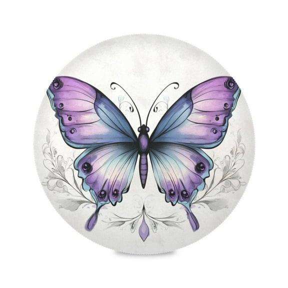 Round Placemat Set 15.4 Inch Diameter Table Mats Heat-Resistant Decorative for Dining Tables A Blue Butterfly