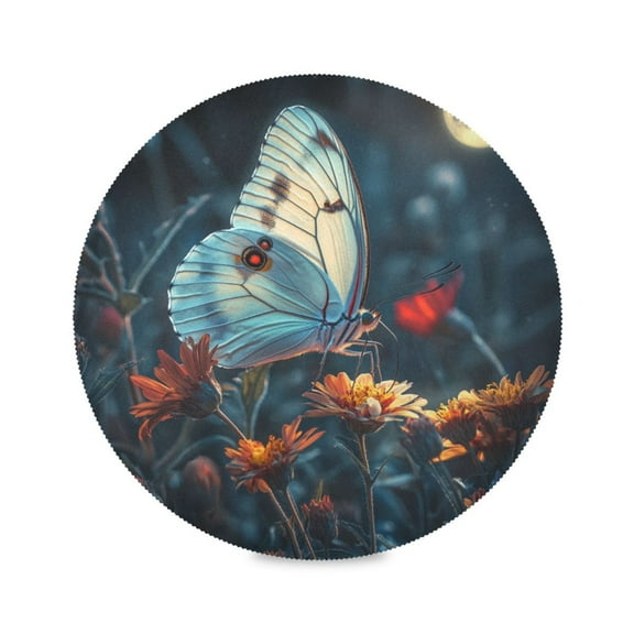 Round Placemat Set 15.4 Inch Diameter Table Mats Heat-Resistant Decorative for Dining Tables A Butterfly