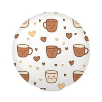 Round Placemat Set 15.4 Inch Diameter Table Mats Heat-Resistant Decorative for Dining Tables Cute Coffee Cup Pattern
