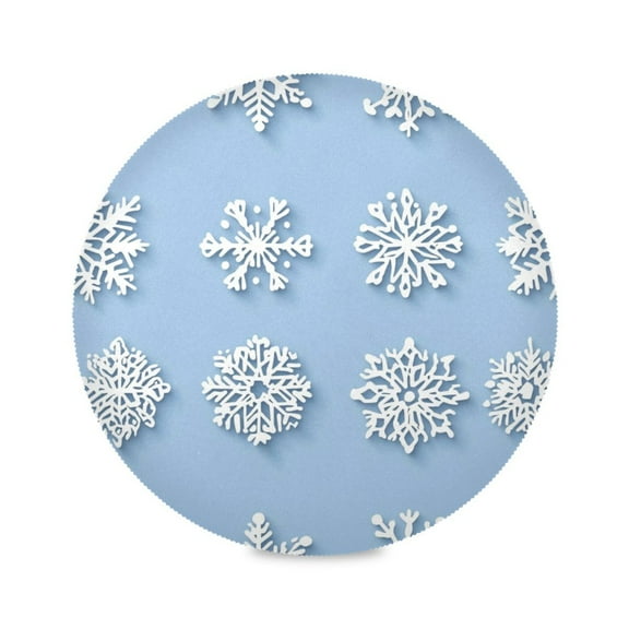 Round Placemat Set 15.4 Inch Diameter Table Mats Heat-Resistant Decorative for Dining Tables Different Whapes Snowflakes