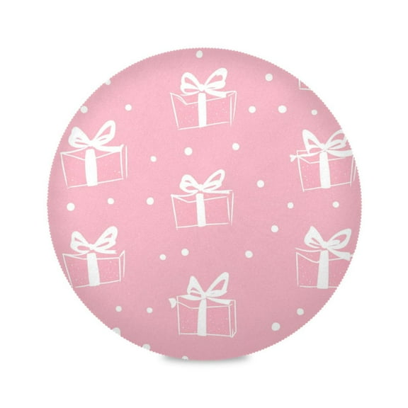 Round Placemat Set 15.4 Inch Diameter Table Mats Heat-Resistant Decorative for Dining Tables Pink Gift Pattern