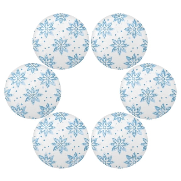 Round Placemat Set 15.4 Inch Diameter Table Mats Heat-Resistant Decorative for Dining Tables Snowflake-like Flowers Pattern
