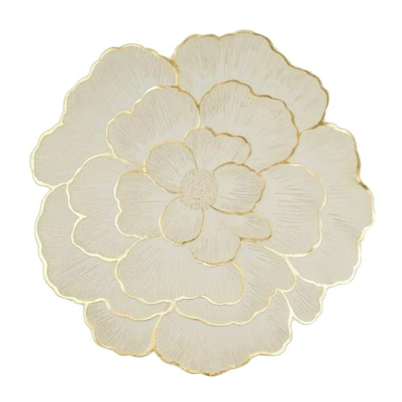 Round Placemat, Torqee Rose Pattern Pressed Table Mat, Heat Resistant Non-Slip Dining Mat, for Table Setting, Party Use and Wedding Decor, Gold
