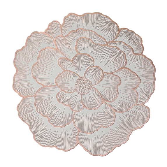 Round Placemat, Torqee Rose Pattern Pressed Table Mat, Heat Resistant Non-Slip Dining Mat, for Table Setting, Party Use and Wedding Decor, Pink