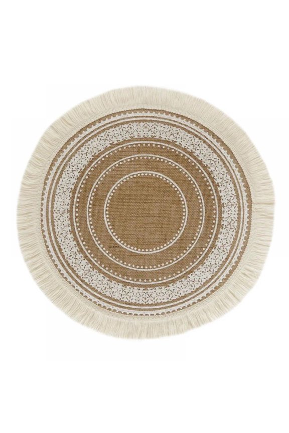 Round Placemats, 15" Circle Burlap Place Mats with Tassels, Mandala Boho Wall Decor Rustic Farmhouse Jute Table Mats
