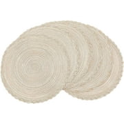 Round Placemats 6 Piece,15 Large Cotton Woven Heat Resistant Placemats Set of 6,Beige