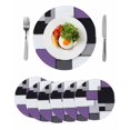 thumbnail image 1 of Round Placemats Abstract Art 15 inch Set of 6 Table Mats for Dining Table Purple Black Patchwork Heat Resistant Non-Slip Kitchen & Home Decorative Place Mat Set, 1 of 8