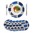 thumbnail image 1 of Round Placemats Abstract Blue Geometric Painting 15 inch Set of 6 Table Mats for Dining Table Modern Art Heat Resistant Non-Slip Kitchen & Home Decorative Place Mat Set, 1 of 8