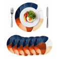 thumbnail image 1 of Round Placemats Abstract Blue Orange Red Pink Geometric 15 inch Set of 6 Table Mats for Dining Table Modern Art Heat Resistant Non-Slip Kitchen & Home Decorative Place Mat Set, 1 of 8