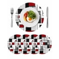 thumbnail image 1 of Round Placemats Abstract Geometric Gray Red 15 inch Set of 4 Table Mats for Dining Table Black Modern Art Heat Resistant Non-Slip Kitchen & Home Decorative Place Mat Set, 1 of 8