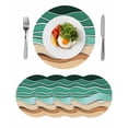 thumbnail image 1 of Round Placemats Abstract Green Brown Waves 15 inch Set of 4 Table Mats for Dining Table Ocean Modern Art Heat Resistant Non-Slip Kitchen & Home Decorative Place Mat Set, 1 of 8