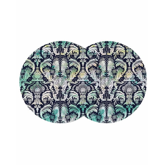Round Placemats Abstract Hand Drawn 15 inch Set of 2 Table Mats for Dining Table Green Floral Heat Resistant Non-Slip Kitchen & Home Decorative Place Mat Set