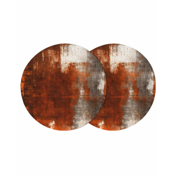 Round Placemats Abstract Paint Art Graffiti Lattice 15 inch Set of 2 Table Mats for Dining Table Red Gray White Heat Resistant Non-Slip Kitchen & Home Decorative Place Mat Set