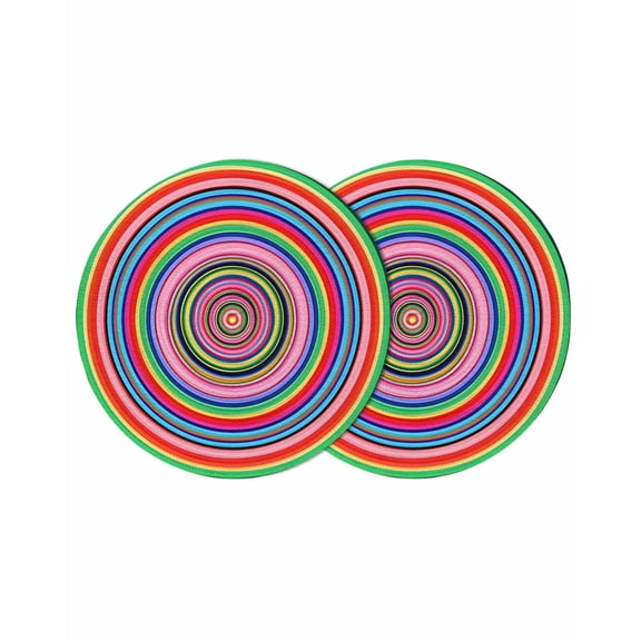 Round Placemats Abstract Rainbow Circle 15 inch Set of 2 Table Mats for Dining Table Modern Art Heat Resistant Non-Slip Kitchen & Home Decorative Place Mat Set