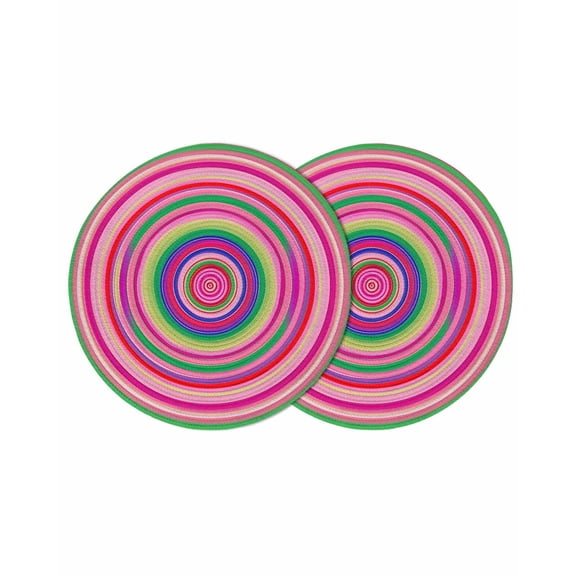 Round Placemats Abstract Rainbow Circle 15 inch Set of 2 Table Mats for Dining Table Modern Art Rose Red Heat Resistant Non-Slip Kitchen & Home Decorative Place Mat Set