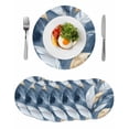 thumbnail image 1 of Round Placemats Abstract White Feathers 15 inch Set of 6 Table Mats for Dining Table Blue Modern Art Heat Resistant Non-Slip Kitchen & Home Decorative Place Mat Set, 1 of 8