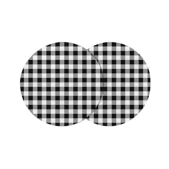 Round Placemats Black White Plaid 15 inch Set of 2 Table Mats for Dining Table Buffalo Check Geometric Checker Pattern Heat Resistant Non-Slip Kitchen & Home Decorative Place Mat Set