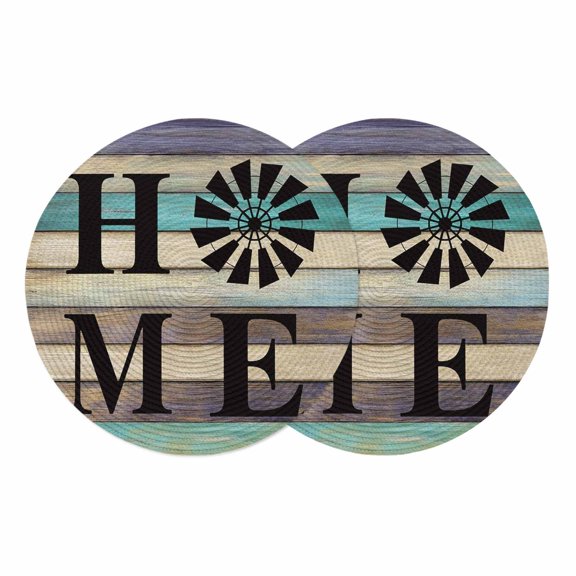 Round Placemats Black Windmill HOME 15 inch Set of 2 Table Mats for Dining Table Farmhouse Brown Green Wood Texture Heat Resistant Non-Slip Kitchen & Home Decorative Place Mat Set