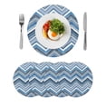 thumbnail image 1 of Round Placemats Blue Chevron 15 inch Set of 4 Table Mats for Dining Table Geometric Design Stripe Blue Gray Heat Resistant Non-Slip Kitchen & Home Decorative Place Mat Set, 1 of 8
