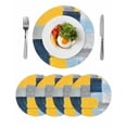 thumbnail image 1 of Round Placemats Blue Gray Yellow Oil Painting 15 inch Set of 4 Table Mats for Dining Table Abstract Art Heat Resistant Non-Slip Kitchen & Home Decorative Place Mat Set, 1 of 8