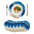 thumbnail image 1 of Round Placemats Blue Ocean Waves 15 inch Set of 6 Table Mats for Dining Table Abstract Heat Resistant Non-Slip Kitchen & Home Decorative Place Mat Set, 1 of 8