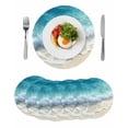 thumbnail image 1 of Round Placemats Blue Ocean White Wave 15 inch Set of 6 Table Mats for Dining Table Beach Heat Resistant Non-Slip Kitchen & Home Decorative Place Mat Set, 1 of 8