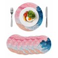 thumbnail image 1 of Round Placemats Blue Pink Ocean Waves 15 inch Set of 6 Table Mats for Dining Table Abstract Beach Heat Resistant Non-Slip Kitchen & Home Decorative Place Mat Set, 1 of 8