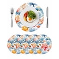 thumbnail image 1 of Round Placemats Blue Red Coral 15 inch Set of 4 Table Mats for Dining Table Fish Shell Starfish Heat Resistant Non-Slip Kitchen & Home Decorative Place Mat Set, 1 of 8