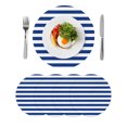 thumbnail image 1 of Round Placemats Blue and White Stripe 15 inch Set of 4 Table Mats for Dining Table Simple Style Heat Resistant Non-Slip Kitchen & Home Decorative Place Mat Set, 1 of 8