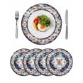 thumbnail image 1 of Round Placemats Bohemian Blue Orange Flowers 15 inch Set of 4 Table Mats for Dining Table Vintage Ethnic Style Heat Resistant Non-Slip Kitchen & Home Decorative Place Mat Set, 1 of 8