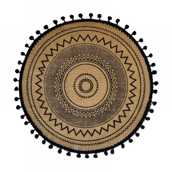 Round Placemats,Boho Tassels Table Mats 15 Inch Yellow Brown and Cream Cotton Woven Heat Proof Washable Circle Kitchen Placemats for Table Dinner Wedding Home Decoration