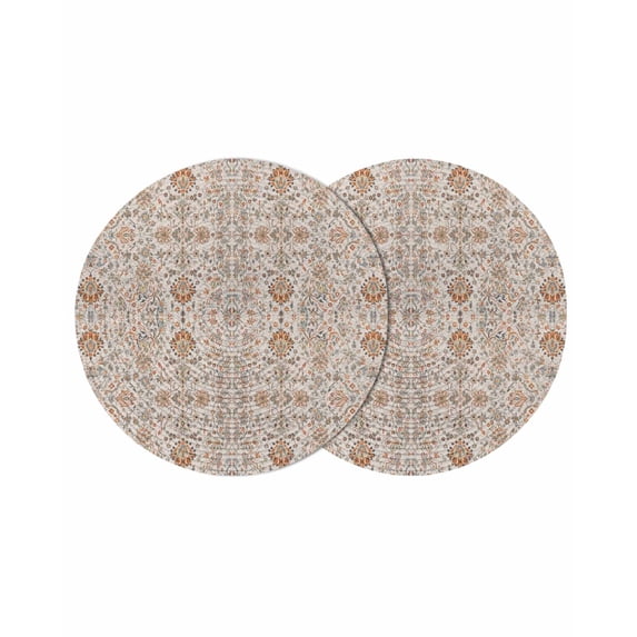 Round Placemats Boho Tribal Flowers 15 inch Set of 2 Table Mats for Dining Table Bohemian Ethnic Style Heat Resistant Non-Slip Kitchen & Home Decorative Place Mat Set