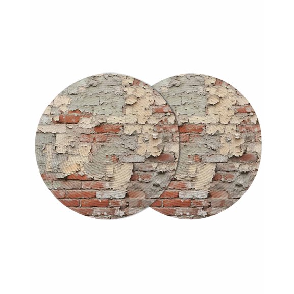 Round Placemats Brick Wall 15 inch Set of 2 Table Mats for Dining Table Retro Style Heat Resistant Non-Slip Kitchen & Home Decorative Place Mat Set