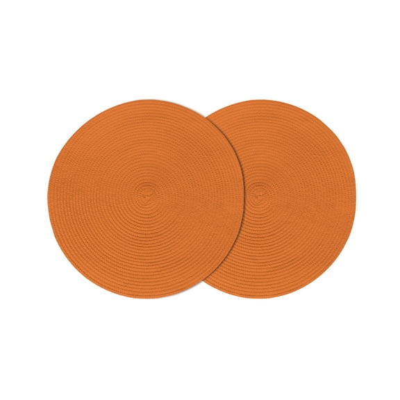 Round Placemats Bright Orange 15 inch Set of 2 Table Mats for Dining Table Solid Color Heat Resistant Non-Slip Kitchen & Home Decorative Place Mat Set
