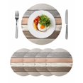 thumbnail image 1 of Round Placemats Brown Beige Stripes 15 inch Set of 4 Table Mats for Dining Table Wood Background Heat Resistant Non-Slip Kitchen & Home Decorative Place Mat Set, 1 of 8