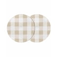 thumbnail image 1 of Round Placemats Brown White Plaid 15 inch Set of 2 Table Mats for Dining Table Simple Style Heat Resistant Non-Slip Kitchen & Home Decorative Place Mat Set, 1 of 8