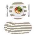 thumbnail image 1 of Round Placemats Brownness and White Stripe Pattern 15 inch Set of 6 Table Mats for Dining Table Simple Style Heat Resistant Non-Slip Kitchen & Home Decorative Place Mat Set, 1 of 8