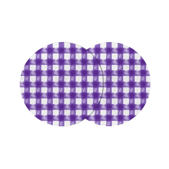 Round Placemats Buffalo Check Watercolor 15 inch Set of 2 Table Mats for Dining Table Purple White Plaid FarmHouse Heat Resistant Non-Slip Kitchen & Home Decorative Place Mat Set