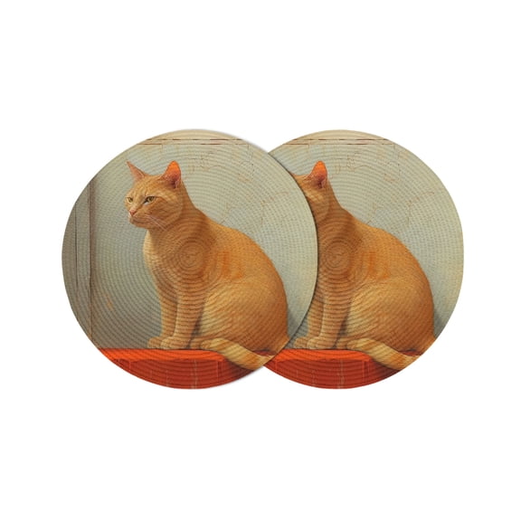Round Placemats Cat 15 inch Set of 2 Table Mats for Dining Table Animal Painting Heat Resistant Non-Slip Kitchen & Home Decorative Place Mat Set