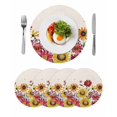 thumbnail image 1 of Round Placemats Chrysanthemum 15 inch Set of 4 Table Mats for Dining Table Yellow Red Flowers Heat Resistant Non-Slip Kitchen & Home Decorative Place Mat Set, 1 of 8