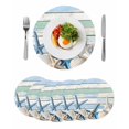 thumbnail image 1 of Round Placemats Coastal Blue White Starfish Shell 15 inch Set of 6 Table Mats for Dining Table Wood Grain Heat Resistant Non-Slip Kitchen & Home Decorative Place Mat Set, 1 of 8